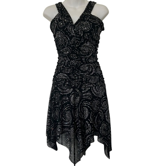 Vintage Deb black mini dress medium sparkle fairy grunge handkerchief 90s Y2K - Picture 2 of 9